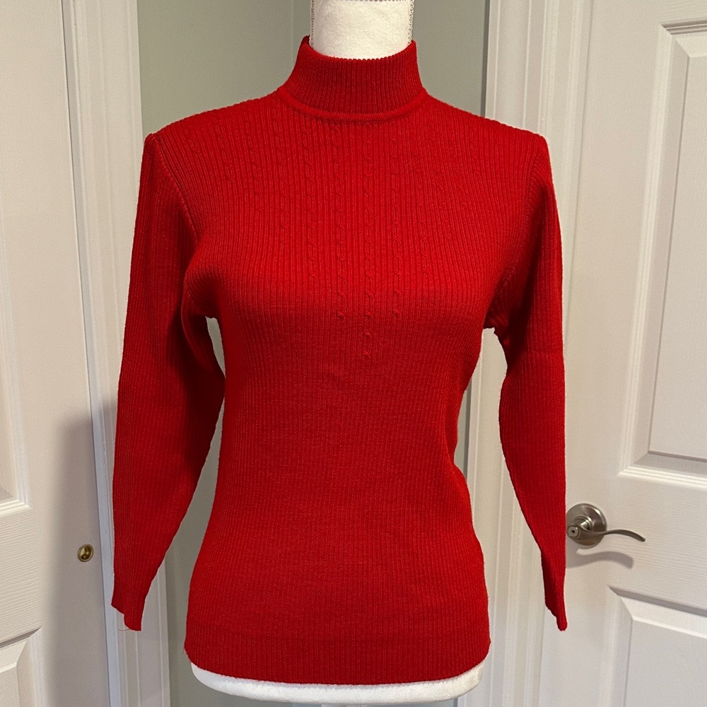 Red Women's Mock Turtleneck Sweater
